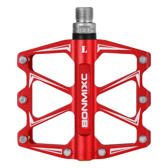 BONMIXC Pédales de Vélo Plateforme Pédales de Vélo de Route Roulement Scellé Métal Léger Pédales de Vélo de Montagne Filetage 9/16 Pouces (Rouge)