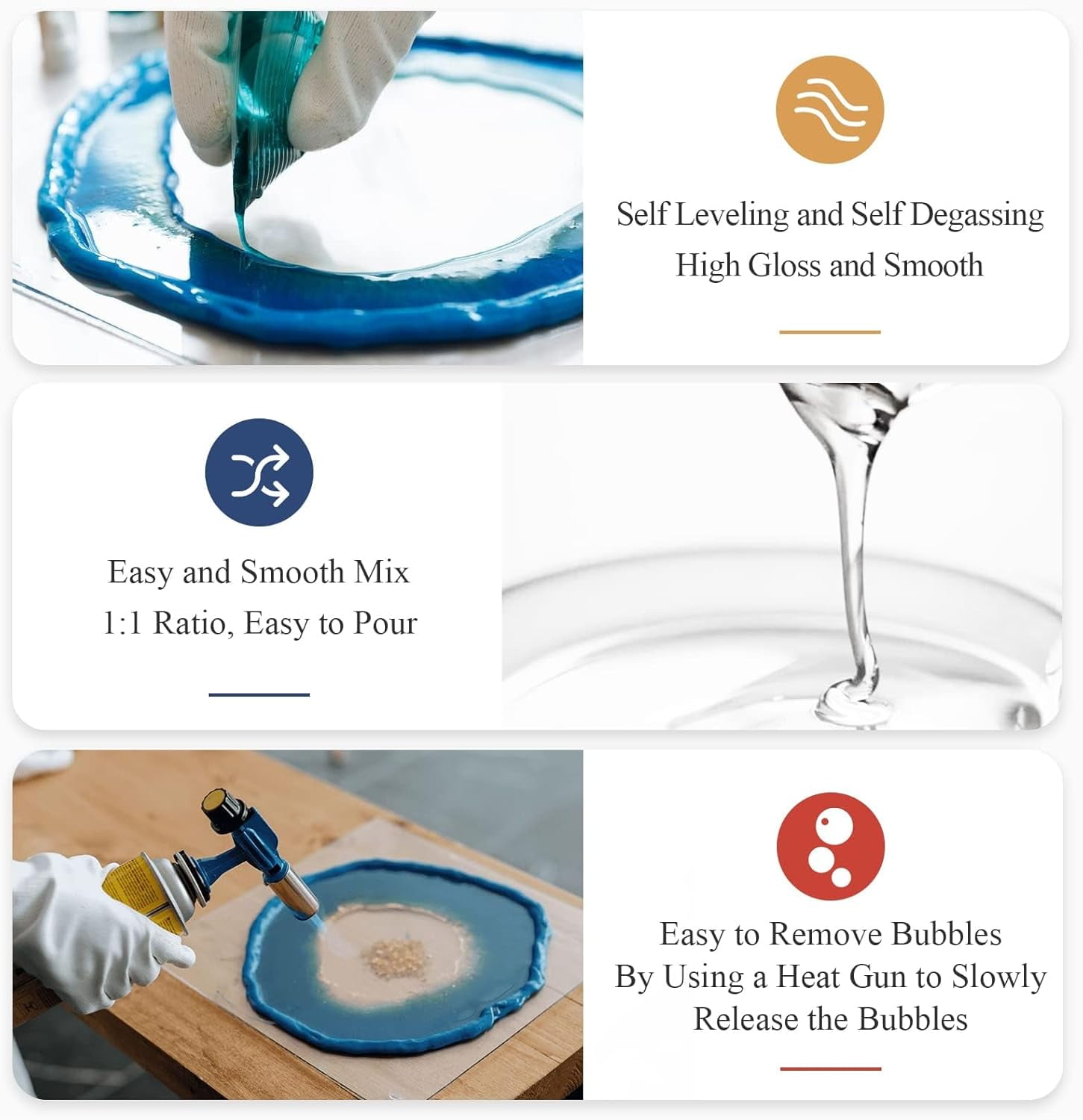 Epoxy Resin, 32OZ Epoxy Resin Crystal Clear, Not-Yellowing No-Bubble, Self Leveling Easy Pour/Mix 1:1 Casting Kit & Coating for DIY Jewelry Making, Art Resina Clear Crafts, Molds, River Tables