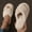 Beige, variant on Faux Fur Cross Band Slippers for Women – Soft Plush Open Toe Indoor Outdoor Memory Foam House Slides, Warm Fluffy Bedroom Sandals, Perfect Winter Holiday Gift