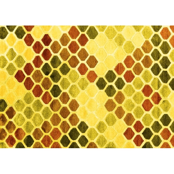 Ahgly Company Indoor Rectangle Abstract Yellow Contemporary Area Rugs, 7' x 9'