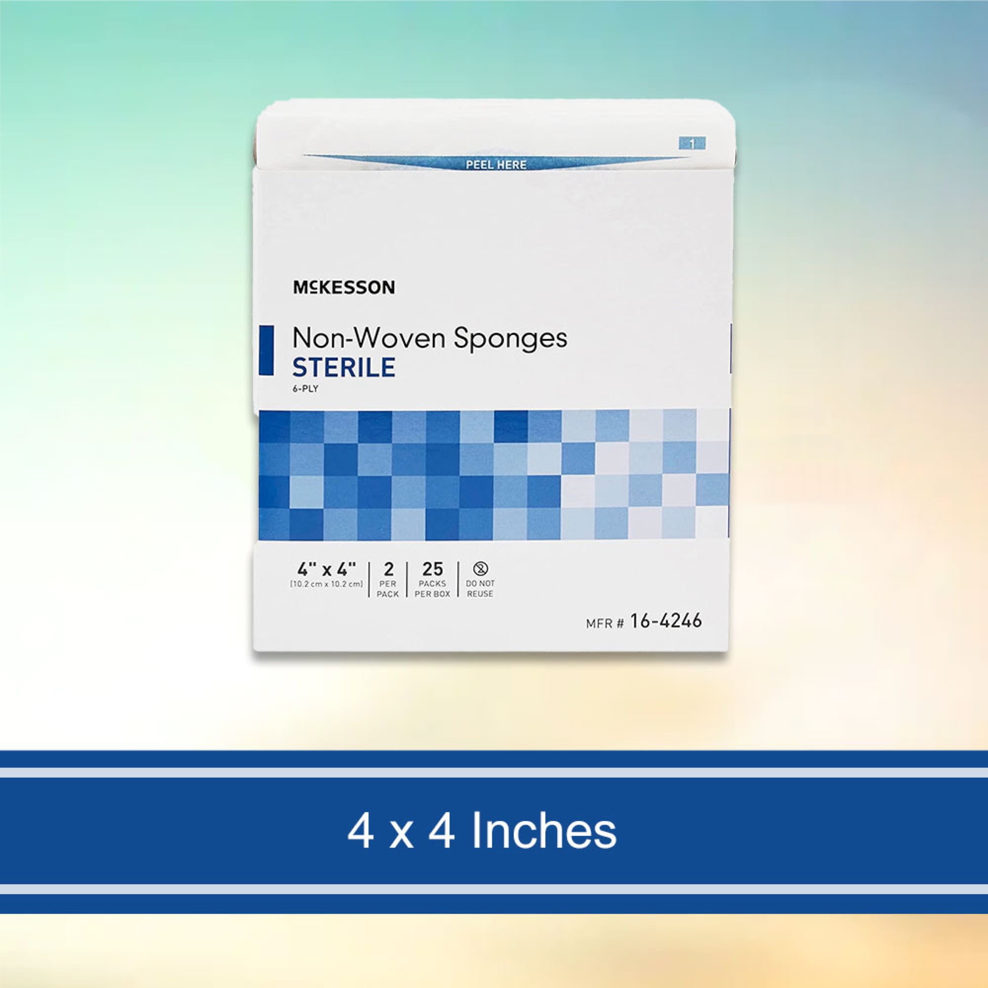 McKesson Non-Woven Gauze Sponges, Sterile Absorbent Wound Pad - 4 in x 4 in, 2 per Pack, 300 Packs, 600 Total