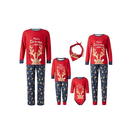 

Family Christmas Matching Pajamas Set Elk Xmas Pjs Sleepwear for Adults Kids Baby Dog