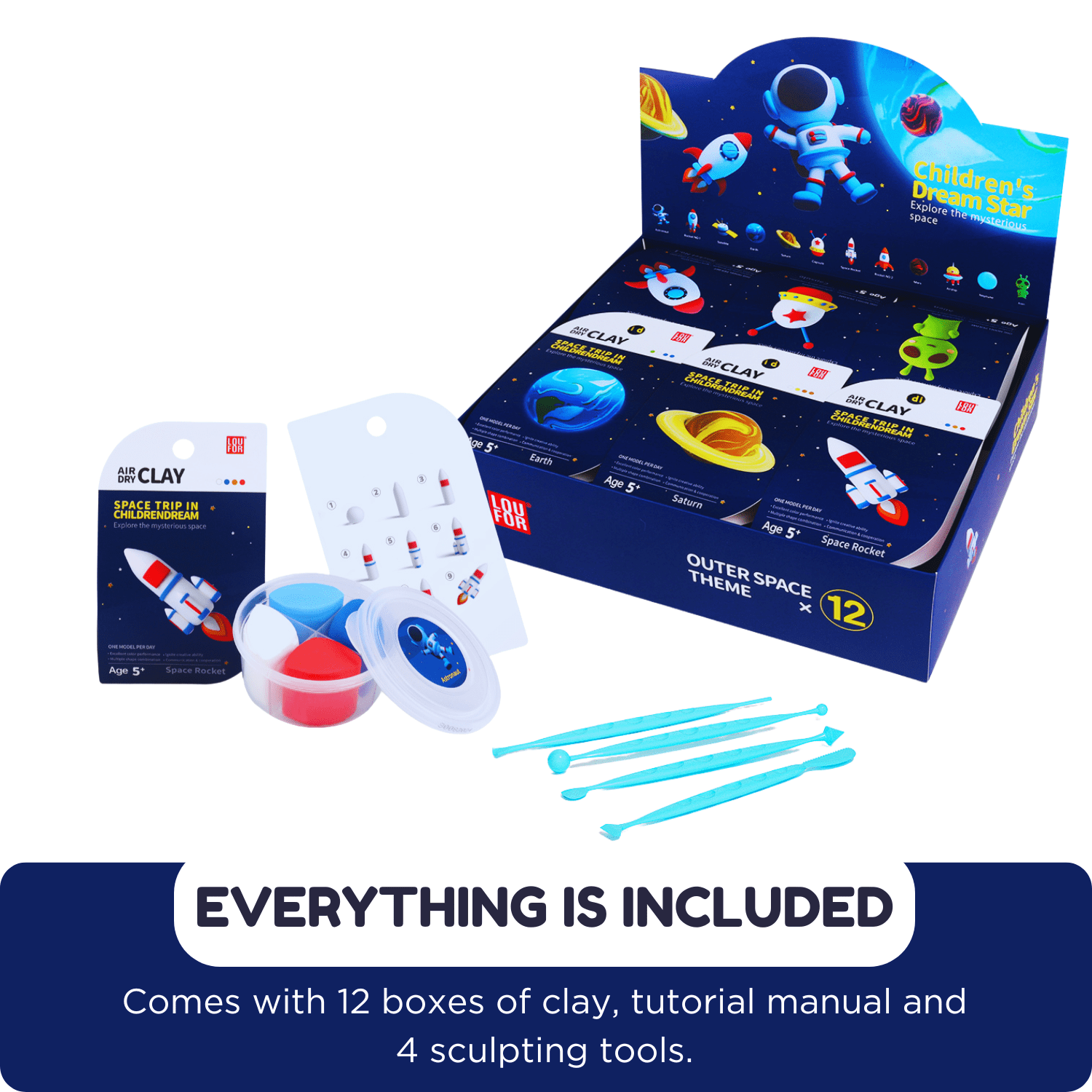 Air Dry Clay Kits - Modeling Clay for Kids, Ultra Light & Soft, Safe & Non-Toxic, DIY Air Dry Clay Kit with Sculpting Tools and Tutorials, Creatible Art Crafts Toys Gifts for Boys Girls