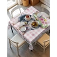 thumbnail image 6 of Spring Pig Table Cloth, Waterproof Tablecloth for Square Tables, Butterfly Botanical Floral Pink Plaid Reusable Washable Fabric Table Cover for Restaurant Kitchen Dining Tables 54"x54", 6 of 9