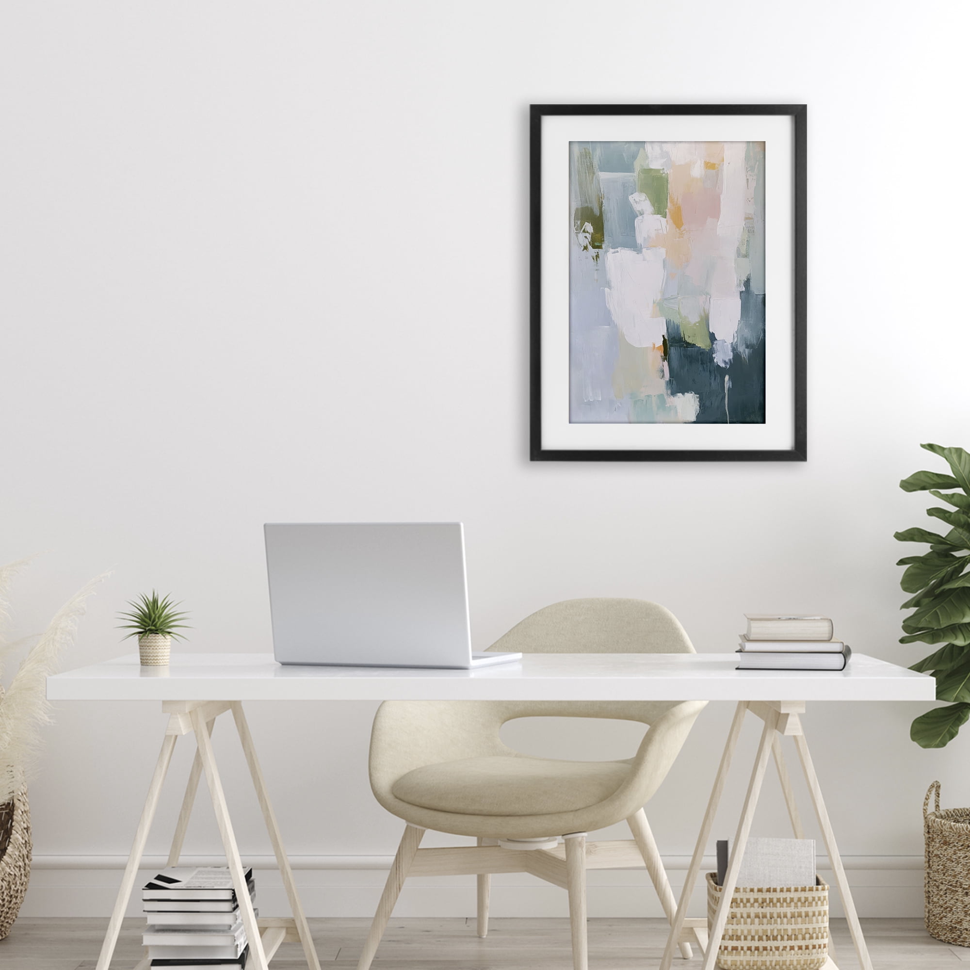 Stupell Industries Abstract Pastel Brushstroke Composition Black Framed Print Under Glass, design by Petal Prints Design