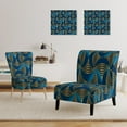 thumbnail image 3 of Designart "Geometric Abstract Waves In Gold And Marine Blue" Upholstered Mid-Century Accent Chair - Arm Chair, 3 of 5