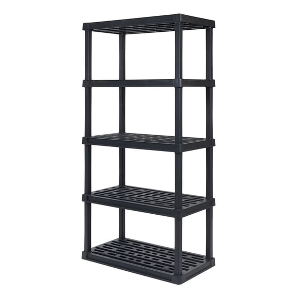 IRIS Plastic Rack Shelf with 5 Large Shelves, Black