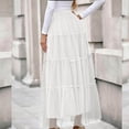 thumbnail image 4 of Women's Maxi Tulle Mesh Skirt High Waisted Flowy A Line Long Skirt Womens Summer Casual Solid Loose Fits Lightweight Comfy Boho Vacation Skirts Dress, 4 of 5