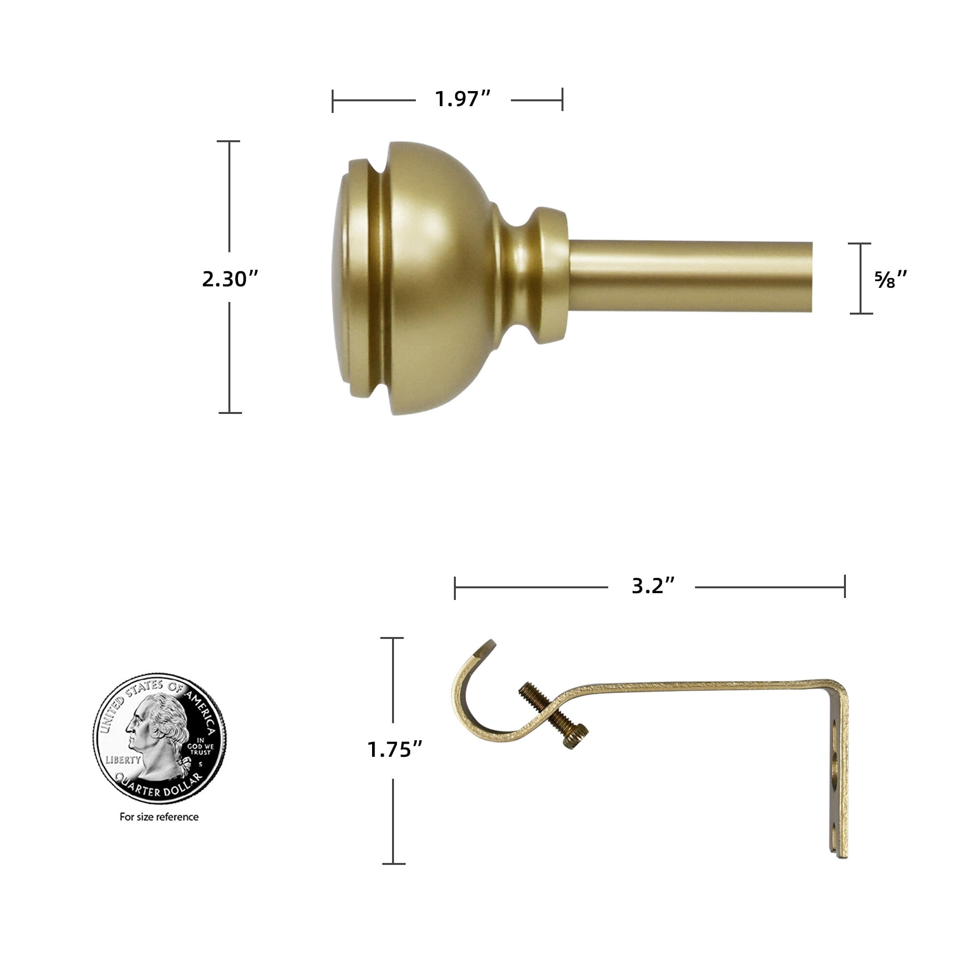 Lily Adjustable Single Curtain Rod 28" to 48"-Copper