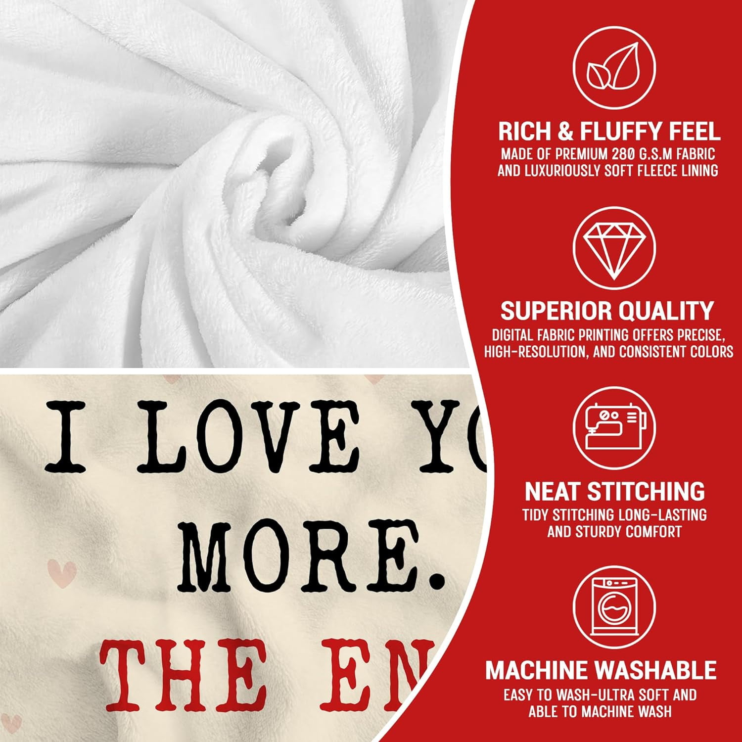Christmas Anniversary Couple Gifts for Women I Love You More Soft Fleece Throw Blanket 50x60 in Birthday Romantic Gifts for Girlfriend Boyfriend Wife Husband I Love You Gift for Him Her