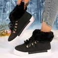 thumbnail image 3 of FRSASU Women's Flat Lace-Up Snow Ankle Boots Winter Warm Thick-Soled Non-Slip Plush Lined Work Boots Black, 3 of 9