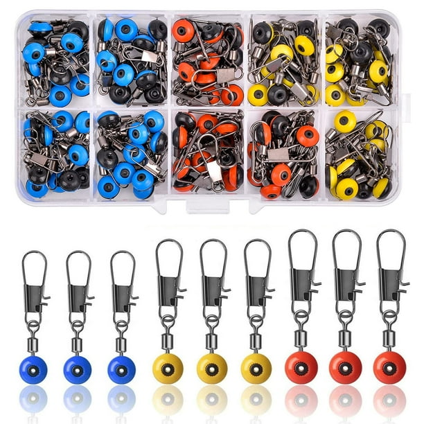 BeesClover 100 Pcs Swivel Snap Clip Connector Fishing Rig Floats Fishing  Line Sinker Slides Kit with Tackle Box