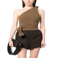 thumbnail image 1 of Women One Shoulder Backless Crop Top Sleeveless Strappy Open Back Cami Tank Tops, 1 of 6
