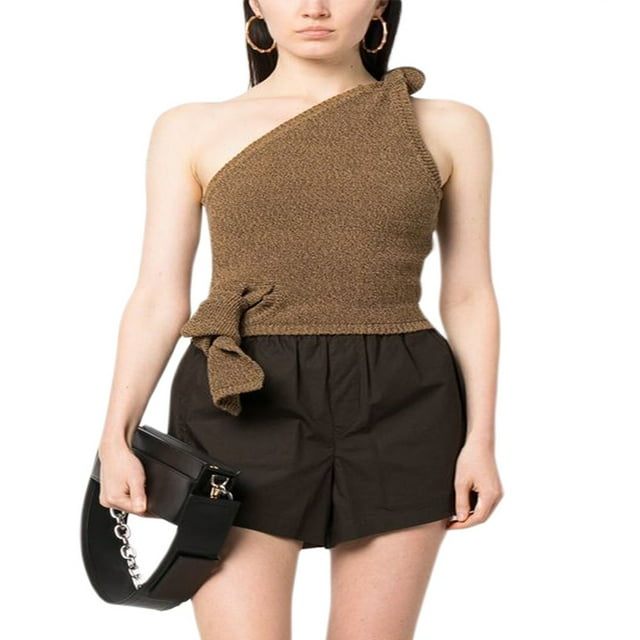 Women One Shoulder Backless Crop Top Sleeveless Strappy Open Back Cami Tank Tops