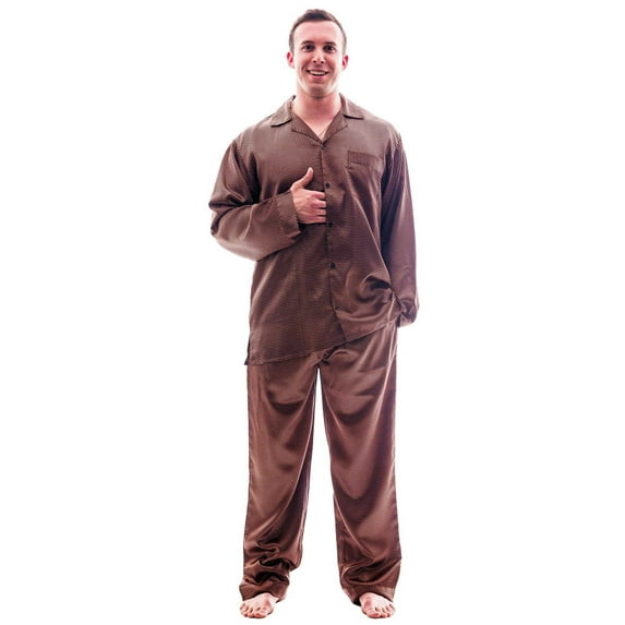 Up2date Fashion's Men's Tie Print Satin Classic Pajama Set