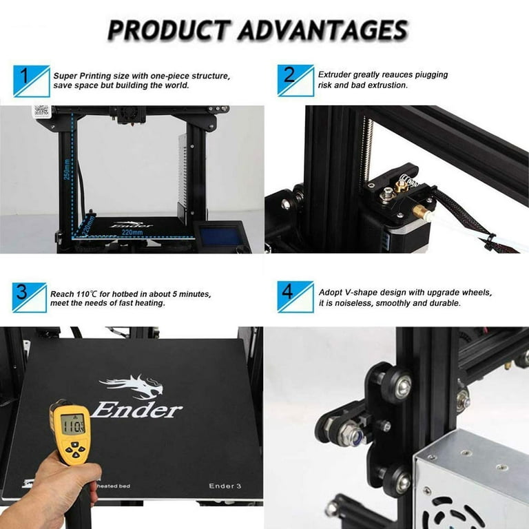 Creality Ender 3 3D Printer Fully Open Source with Resume Printing Function  Printing Size 220x220x250mm Aluminum Black 