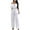 10-White, variant on Gaecuw Dressy Jumpsuits for Women Rompers for Women Short Sleeve Overall Band Collar Solid Onesie One Piece Outfits Loose Baggy Long Pants Wide Leg Summer Romper Pull On Ankle Length Trousers Beige S
