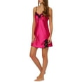 thumbnail image 4 of INSPIRE CHIC Nuisette de Détente en Satin à Dentelle pour Femme, Col en V, Robe de Pyjama Camisole, m Rose Rouge, 4 of 6