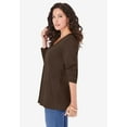 thumbnail image 3 of Roaman's Women's Plus Size Ultimate Long Sleeve V Neck Tee, 3 of 4