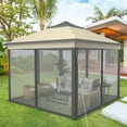 thumbnail image 3 of Costway 11'x11' 2-Tier Pop-Up Gazebo Tent Portable Canopy Shelter Carry Bag Mesh Brown, 3 of 10