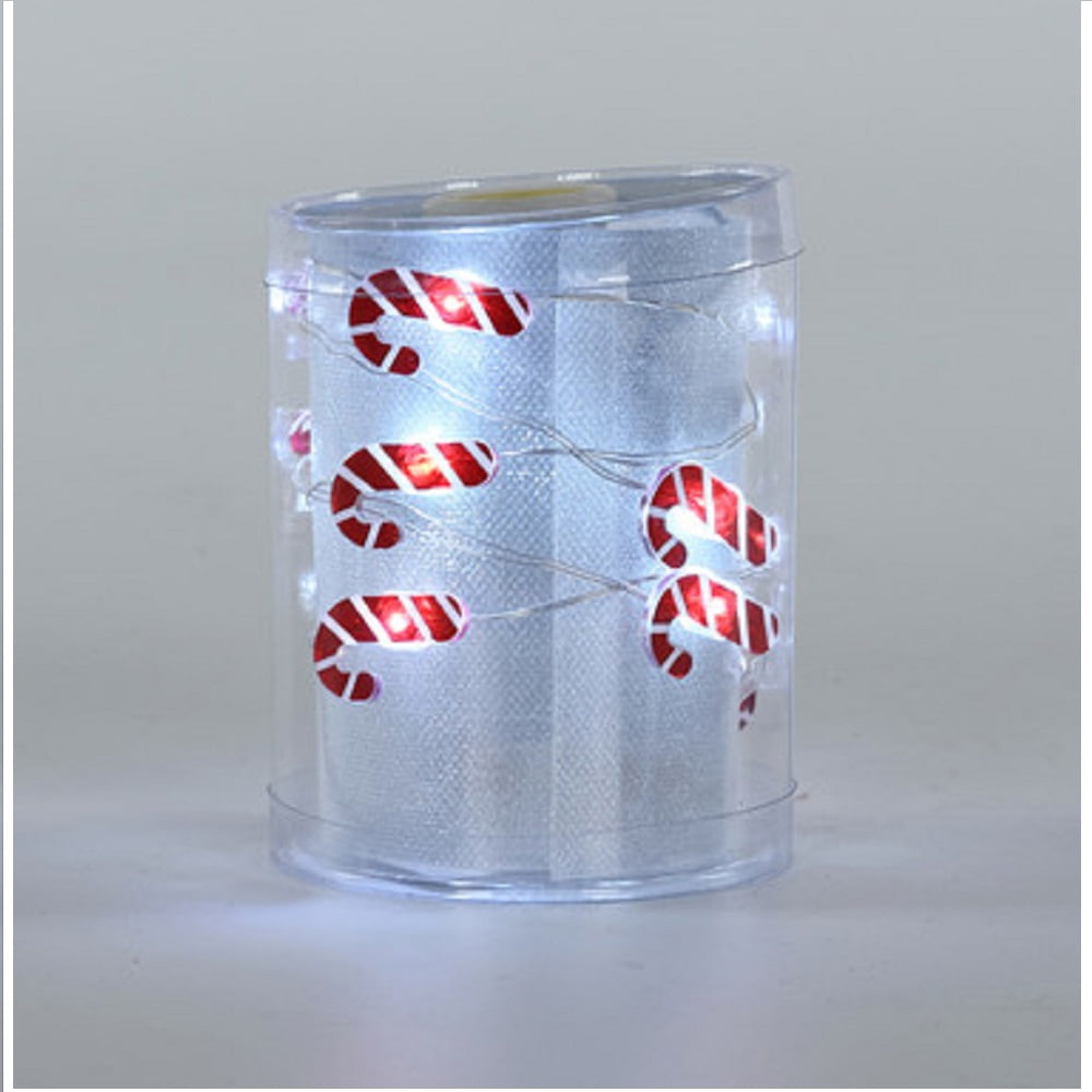 LED Acrylic Mini Candy Cane Christmas Light String Set 10 Lights