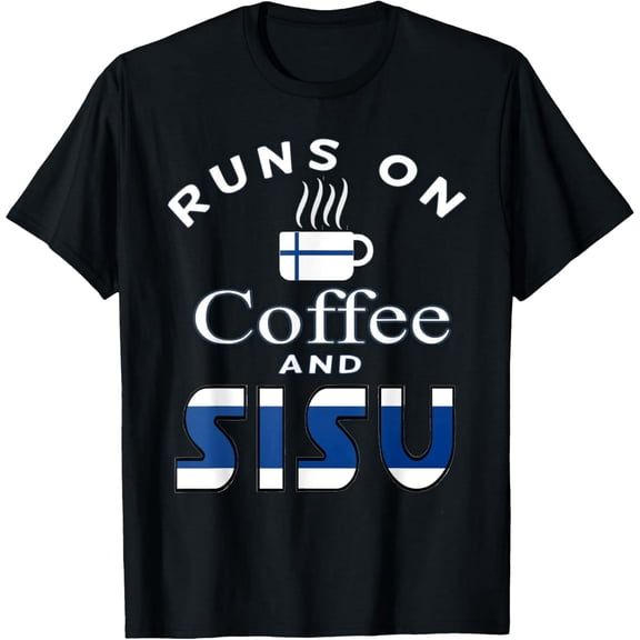 Funny Finnish Sisu & Coffee Flag Graphic Unisex Gift for Finns Short Sleeve T-Shirt