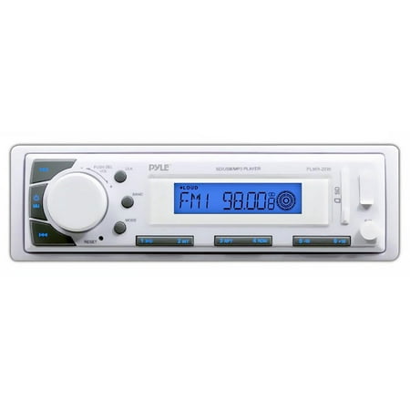 - PYLE PLMR20W - Bluetooth Marine Stereo Radio - 12v Single DIN Style Digital Boat In dash Radio Receiver System with Digital LCD, RCA, MP3 / USB Reader, AM FM Radio - Remote Control Included -(White)