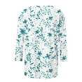 thumbnail image 5 of Uaswgudfs ​Women's 3/4 Sleeve Round Neck T-Shirt: Floral Abstract Accents & Lightweight Fabric for Casual Summer BlousesLight BlueL, 5 of 7