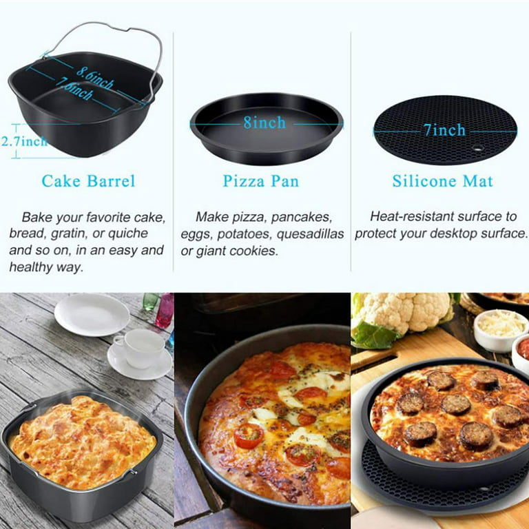 Famure Air Fryer Accessories 15 PCS Fit 3.2-5.8QT Square Air Fryer With Oil  Sprayer Bottle 8 Inch Cake Pan Pizza Pan Air Fryer Liner Compatible For
