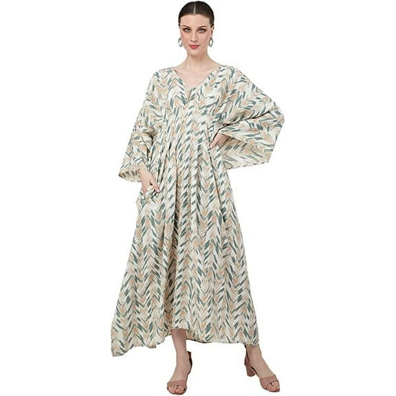 Miss Lavish London Kaftan Dresses for Women Beach Cover up Plus Size V-Neck Swimwear Cover up Caftans Moo Moos Women Cantaloupe XX-Large