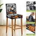 thumbnail image 4 of Gnomes Halloween Bar Stool Covers - Stretch Dining Chair Covers Set of 2, Horror Pumpkins Black Trees Grey Bar Chair Cover Removable Counter Stool Pub Chairs Slipcovers Protectors for Kitchen/Cafe, 4 of 9