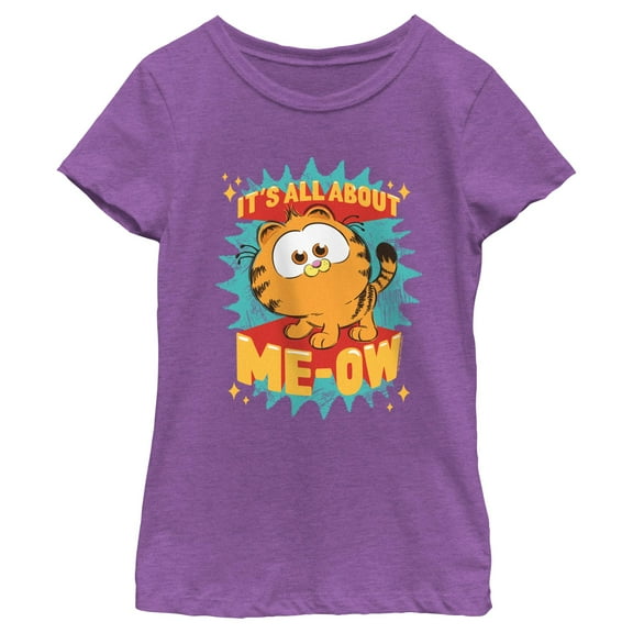 Girl's The Garfield Movie It's All About Me-Ow  Graphic Tee Purple Berry Medium
