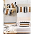 thumbnail image 6 of Modern Brown Black Satin Pillowcase for Hair and Skin with Zipper, Soft Breathable Cooling Silk Pillow Cases, Boho Contemporary Geometric Striped Body Pillow Covers Bed Pillows 20"x54", 6 of 6