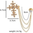 thumbnail image 4 of Vintage Cross Tassel Chain Brooch Collar Pin,Crystal Rhinestone Cross Long Chain Lapel Pin,Suit Coat Breastpin Jewelry for Women Men, 4 of 7