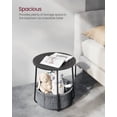 thumbnail image 6 of Round End Side Table with Fabric Storage Basket Bedside Table Nightstand for Living Room Bedroom Ebony Black and Slate Gray, 6 of 9