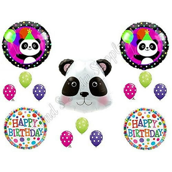 PANDA-MONIUM Happy Birthday Balloons Decoration Supplies Party Children Girl Zoo pink