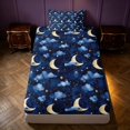 thumbnail image 4 of Homewish Watercolor Moon Stars Twin Sheets, Cartoon Clouds Bedding for Kids, Blue, 3 Pieces, 1 Flat Sheet, 1 Fitted Sheet and 1 Pillowcase, 4 of 6