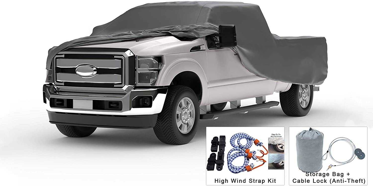 Snow Sun Weatherproof Truck Cover Compatible with 1999-2019 Ford F-250 with SuperCab~6.75 Foot Bed Outdoor & Indoor Theft Cable Lock Hail Bag & Wind Straps Rain 