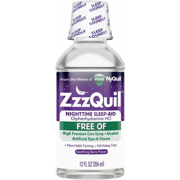 ZzzQuil Alcohol Free Nighttime Sleep Aid, Soothing Mango Berry 12 oz (Pack of 2)