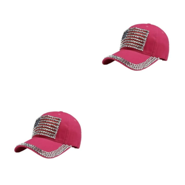 kurtrusly Sun Protection Cap With Adjustable Strap For Baseball Lovers Baseball Cap Polyester Hat Multi-colors Fashionable Rose red 2Set