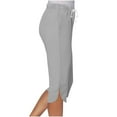 thumbnail image 4 of Bloomae Capri Leggings For Women Side Slit Knee Length Petite 2025 Summer Drawstring Elastic High Waisted Athletic Workout Yoga Pants with Pockets Gray XXL, 4 of 9