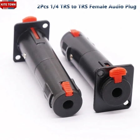 2PCS Black D Pedalboards Solderless 1/4 TRS to TRS Female Locking Jacks Plug