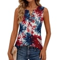 thumbnail image 4 of 250 Anniversary Usa Shirts for Women American Flag Print Sleeveless Botton Down Scoop Neck Tank Top Celebration Lightweight Summer Camping Shirts,XL,#01 Dark Blue, 4 of 5