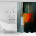 thumbnail image 4 of Extra Long Shower Curtain 72x96 Inch, Dark Green Orange Shower Curtain Waterproof Bathroom Decor Modern Oil Painting Geometric Fabric Bath Curtain Set Accessories with Hooks, 4 of 6