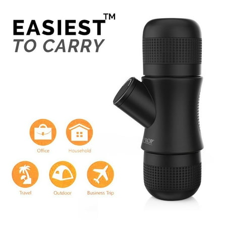 Expresso Cappuccino Machine (Mini Espresso Maker Portable Compact Manual Coffee Maker Hand Operated Coffee Machine Cappuccino Quick Cold Brew Black By)