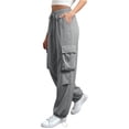 thumbnail image 3 of Women's High Elastic Waist Cargo Jogger Pants Baggy Streetwear Trousers, 3 of 6