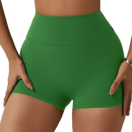 Women s tight shorts Yoga Fold Gym workout high waist shorts butt lifting hot pants-Turquoise