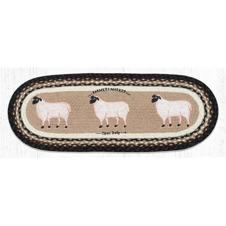 

Capitol Importing 68-344FS 13 x 36 in. OP-344 Runner Farmhouse Sheep Oval Table Rug