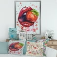 thumbnail image 3 of Designart 'Red Girl Lips Eating A Strawberry' Modern Framed Art Print, 3 of 4