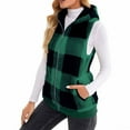 thumbnail image 4 of Black*Friday Sale Chaoheng Womens Vests Outerwear with Hood Women's Check Lapel Zipper Vest,Fleece Lined Sleeveless Jacket, 4 of 5